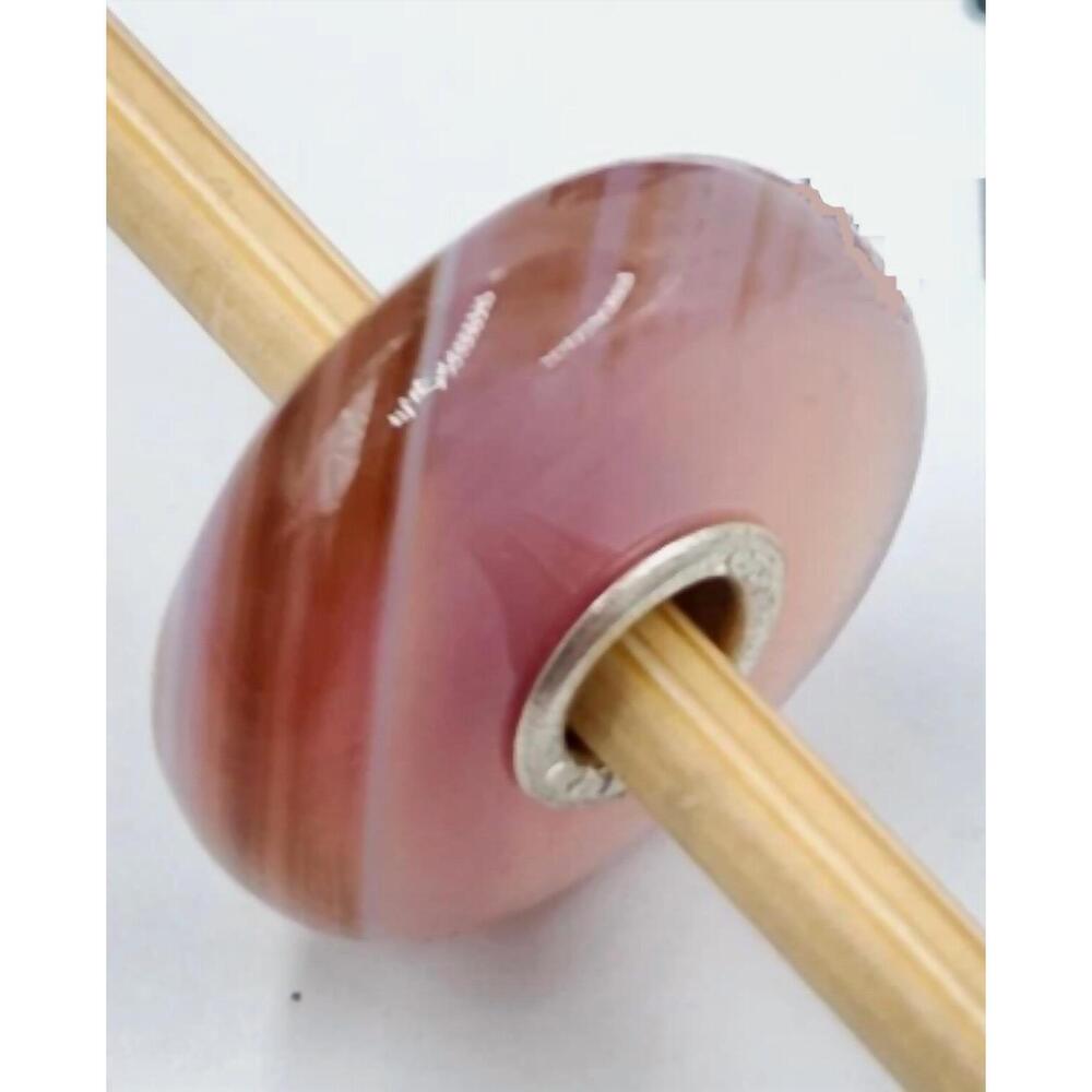 NEW TROLLBEADS women's striped agate bead charm in pink